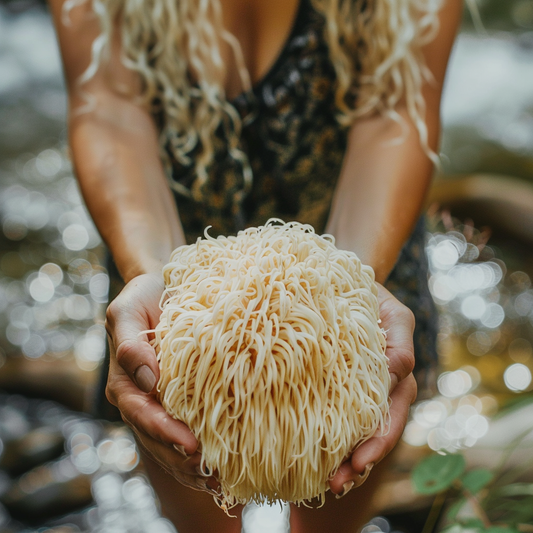 woman holding lions mane