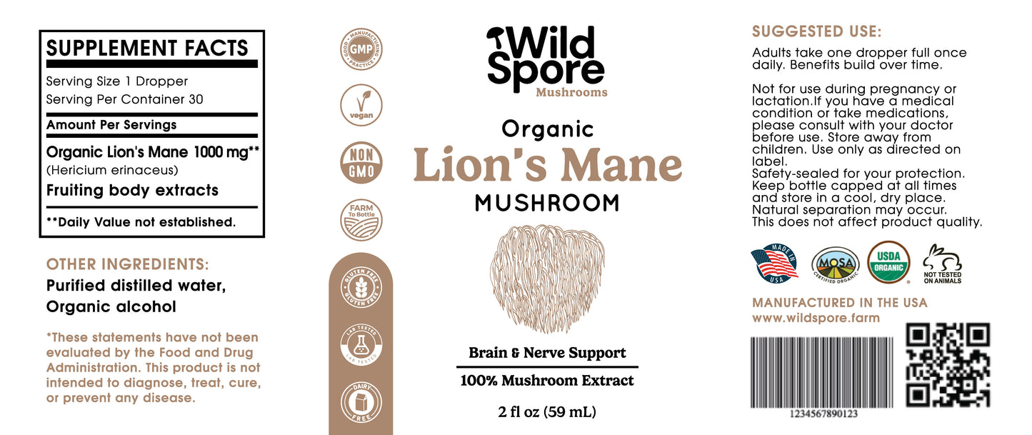 Organic Lions Mane Mushroom Tincture